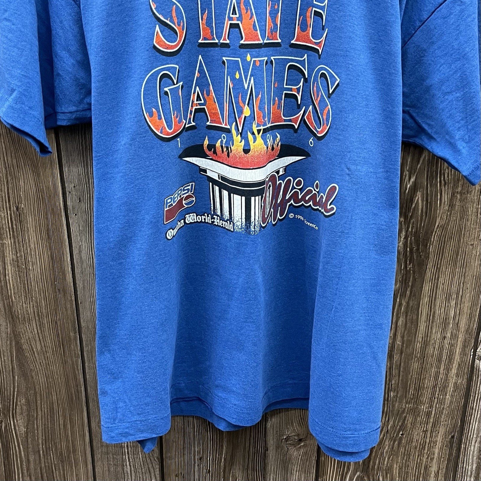 Vintage Cornhusker State Games Nebraska Graphic Tee Shirt 90s Blue Mens XXL 2XL gallery