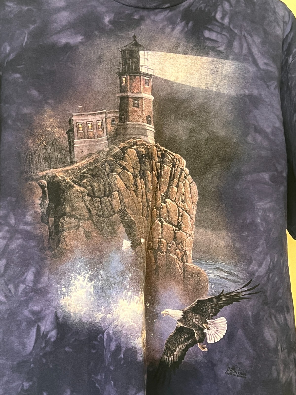 90s VINTAGE LIGHTHOUSE BALD EGAL THE MOUTAIN PATRIOT TIE- DYE T-SHIRT XL gallery