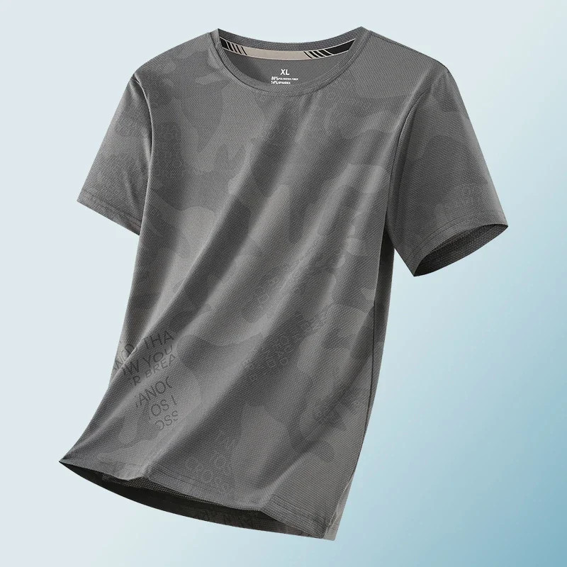 2024 New Large Size T-shirt Men's Summer Thin Ice Silk Quick Dry Half-sleeve Men gallery