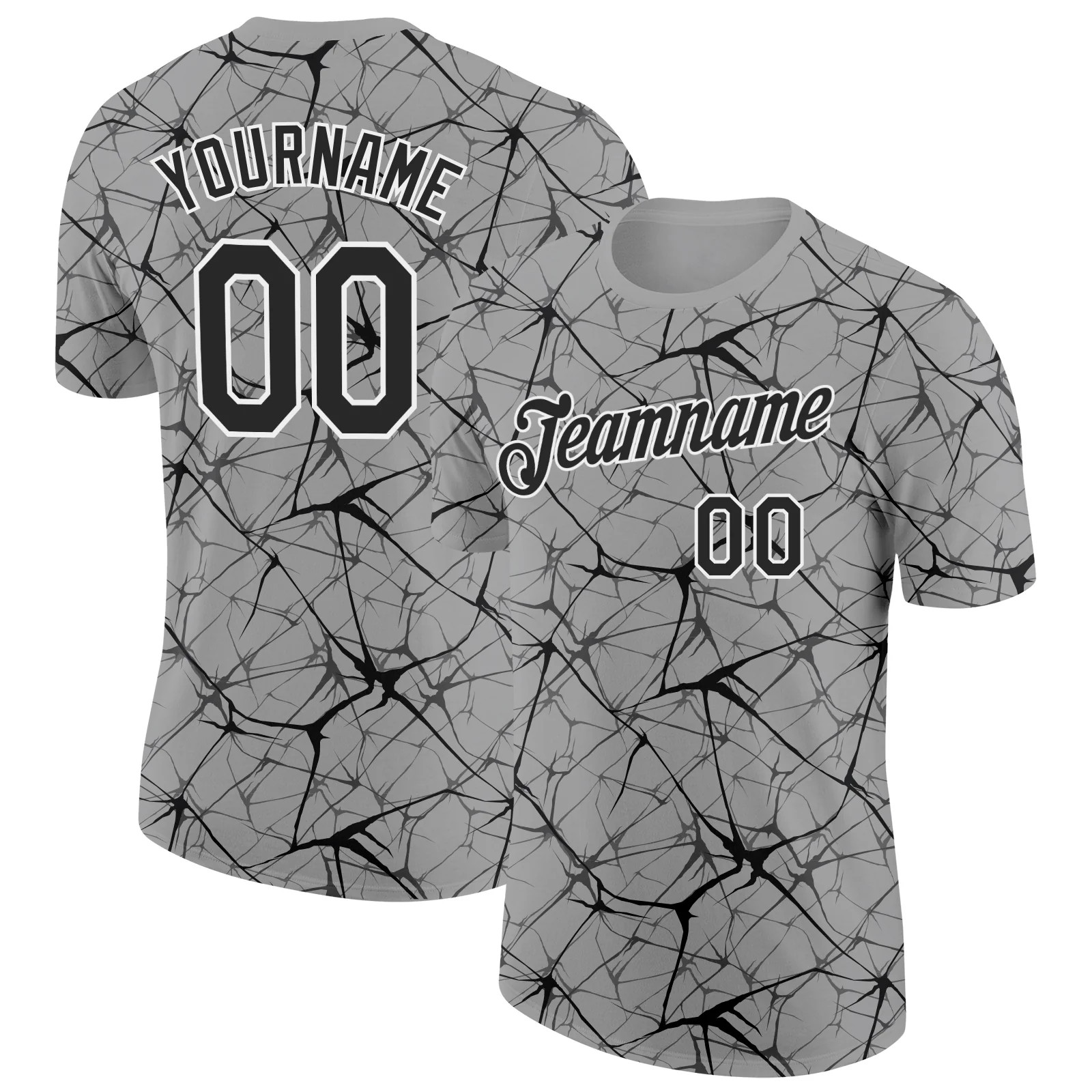 Custom Gray Black Abstract Crackle Sports Tee Personalized Team Jersey Gift gallery