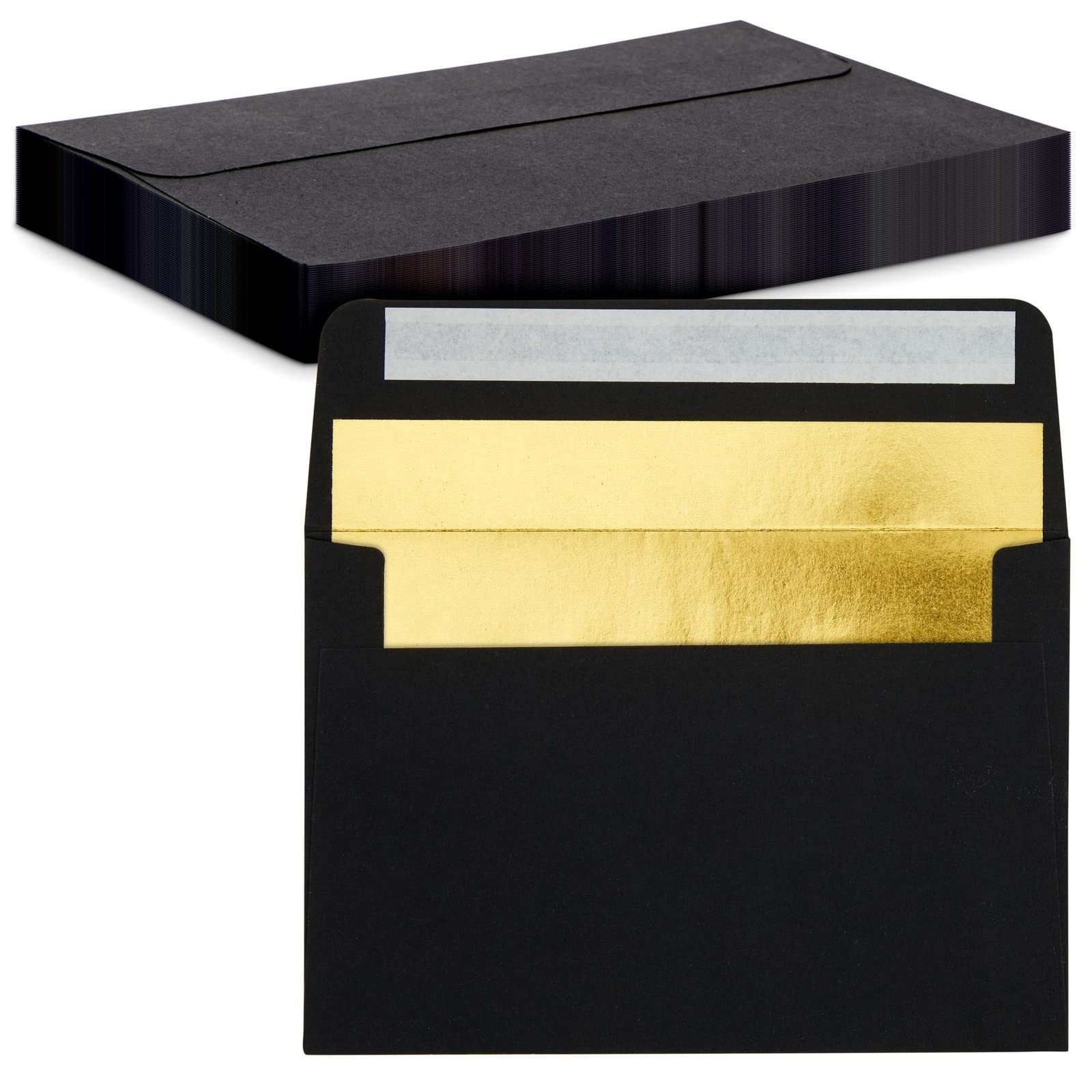 A6 Black Envelopes with Gold Foil – 4.25 x 6.25 In, 50-Pack – Size: A4,