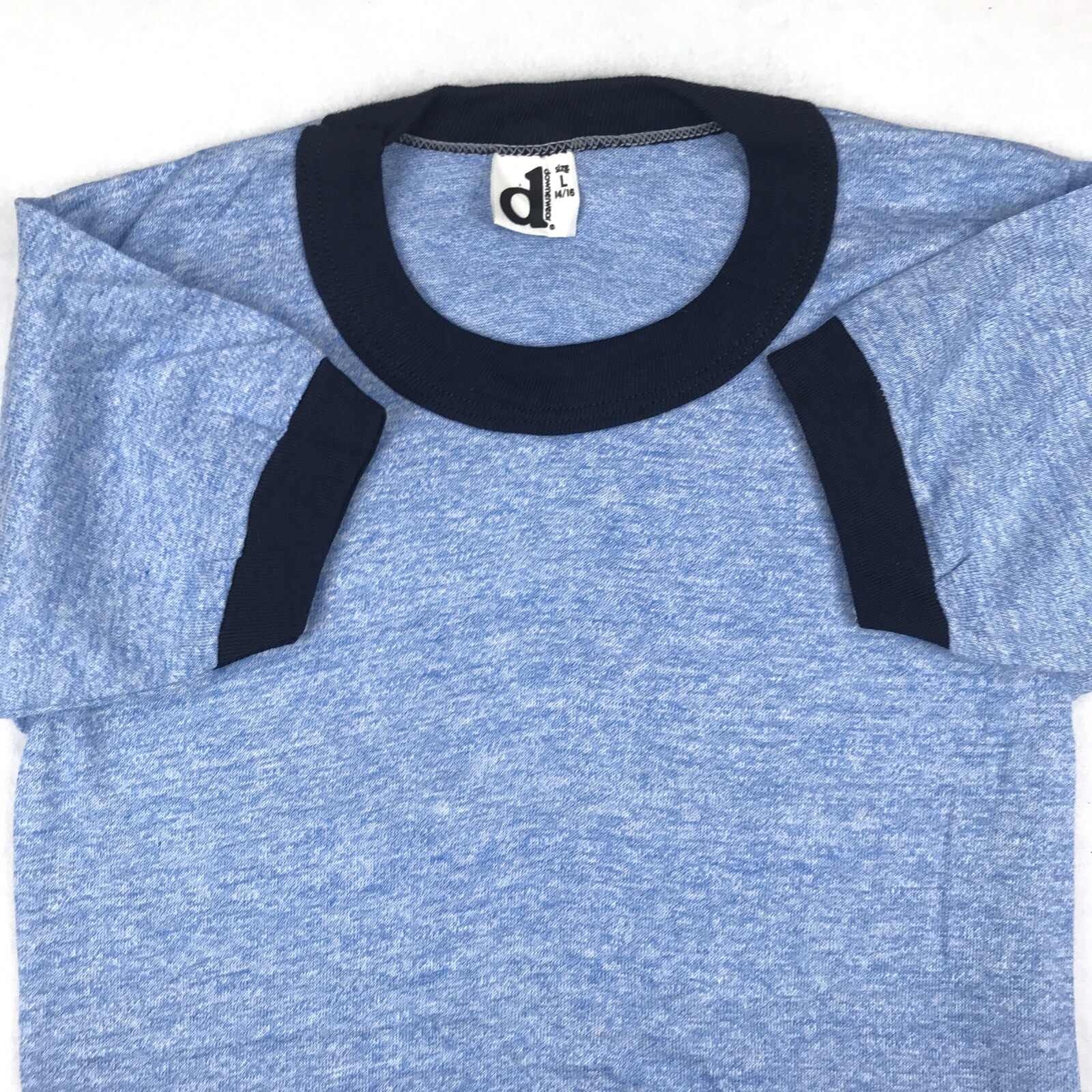 NOS vintage 80s BLANK BLUE RAYON TRI-BLEND RINGER T-Shirt XXXS soft thin rock gallery