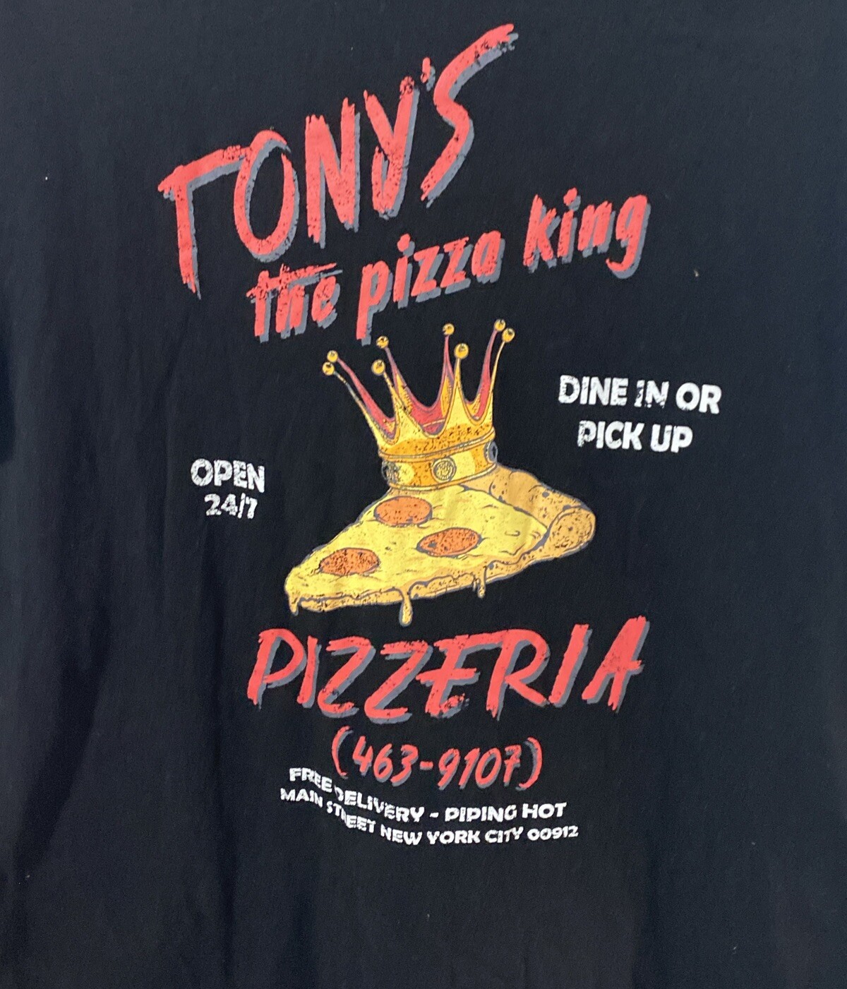 Tonys the Pizza King Pizzeria Dine in Pick up Men’s Black Shirt Small 34-36 gallery
