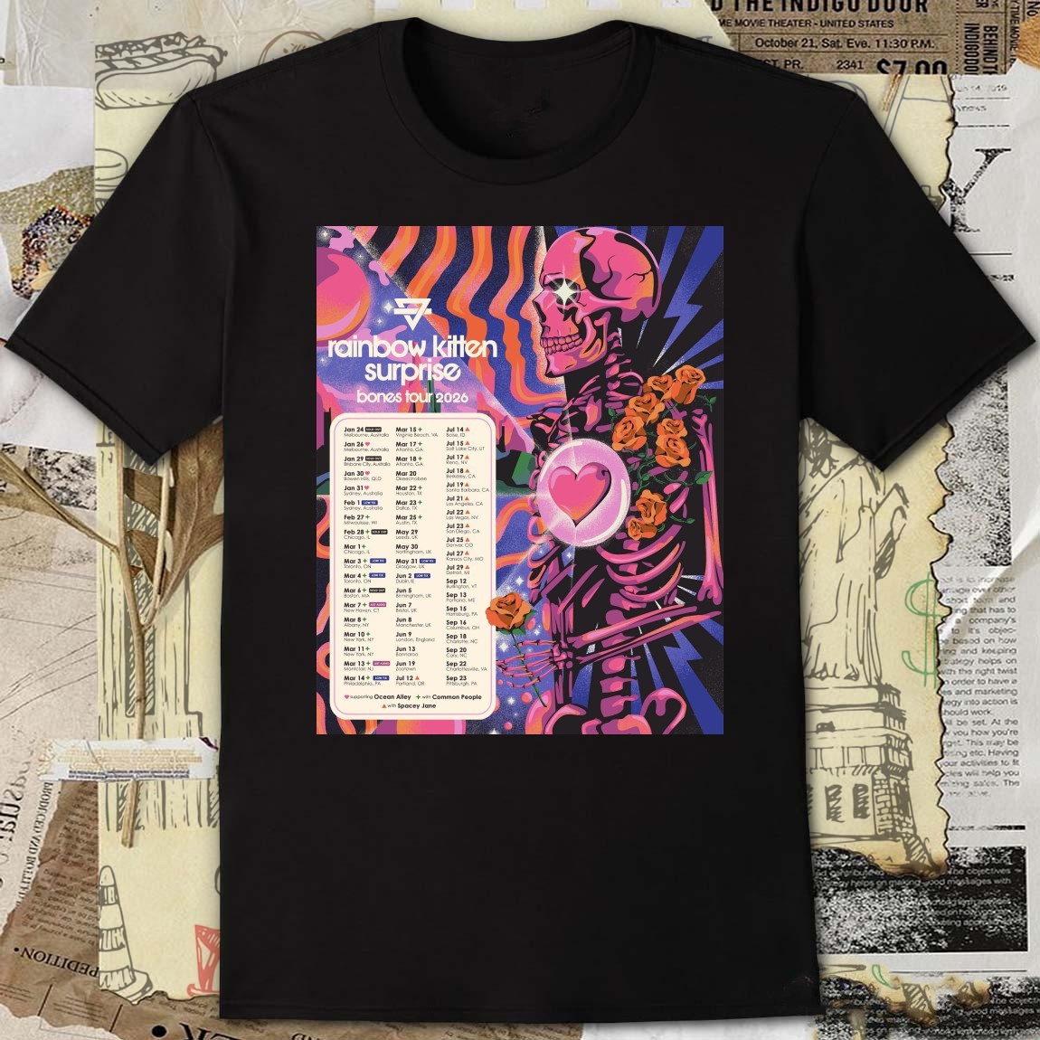 Rainbow Kitten Surprise 2026 Bones Tour T Shirt All Size S to 5XL BB804