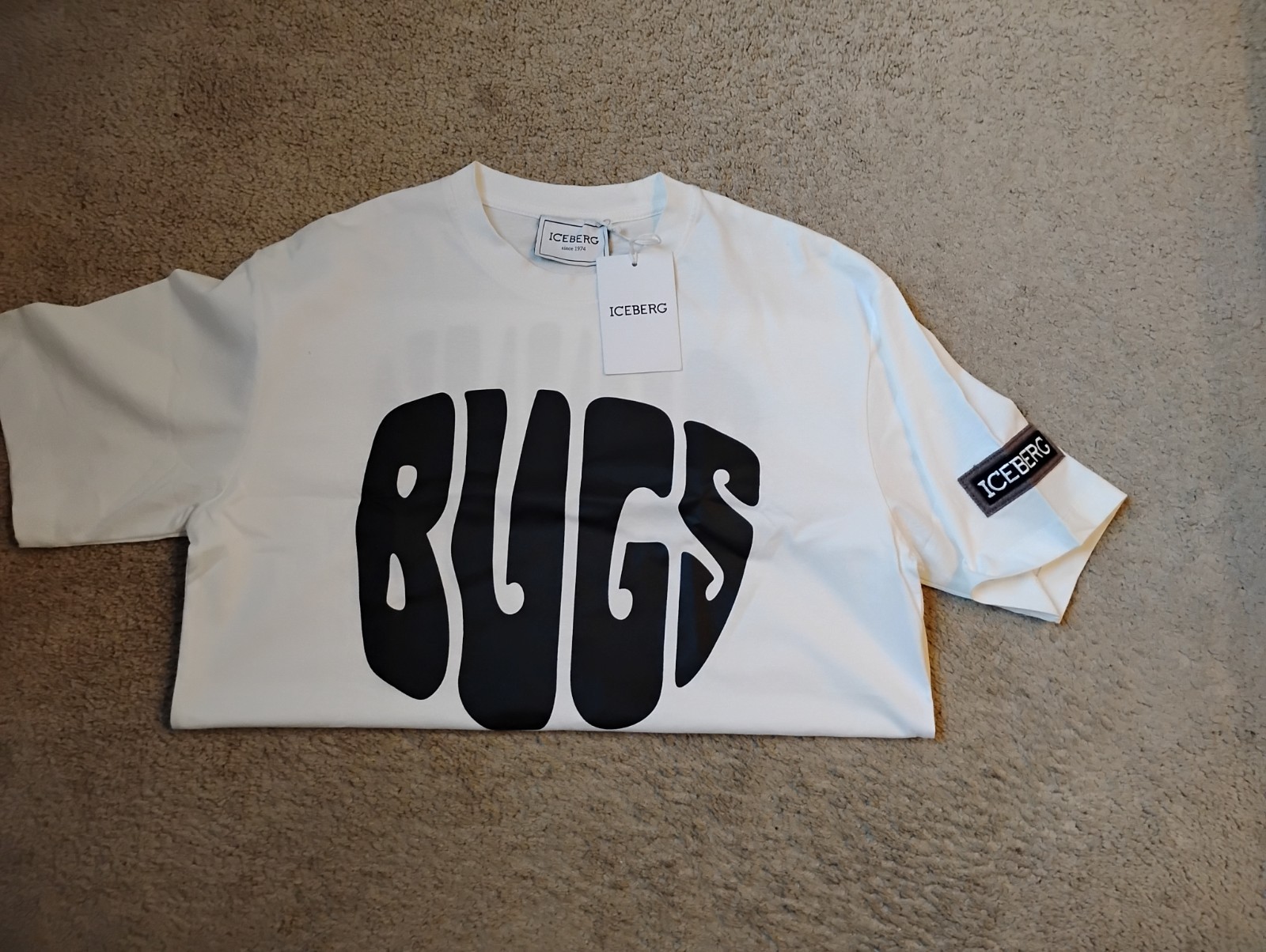 Iceberg Looney Tunes Bugs Bunny White Designer Graphic T-Shirt Size L Men Tee gallery