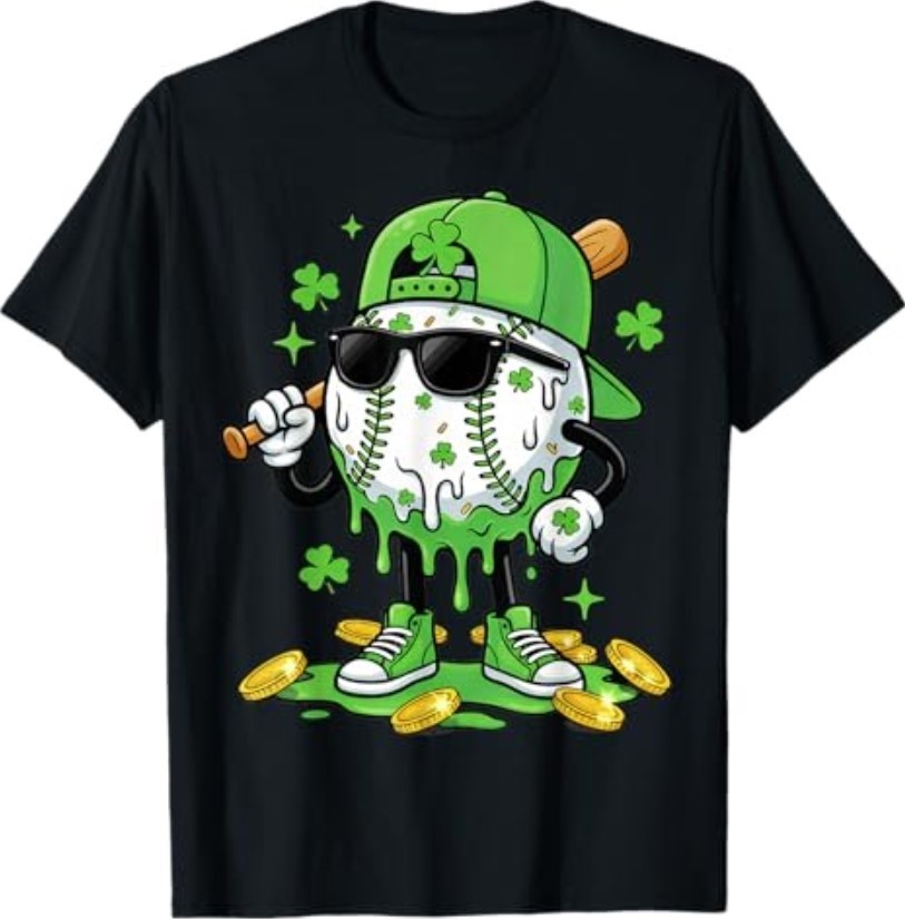Baseball Drip Ice Cream Apparel Youth Boy St Patricks Day T-Shirt