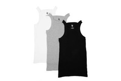 3 Packs AC Basics Men’s G-unit Style Cotton Tank Square Cut Muscle Rib A-Shirts