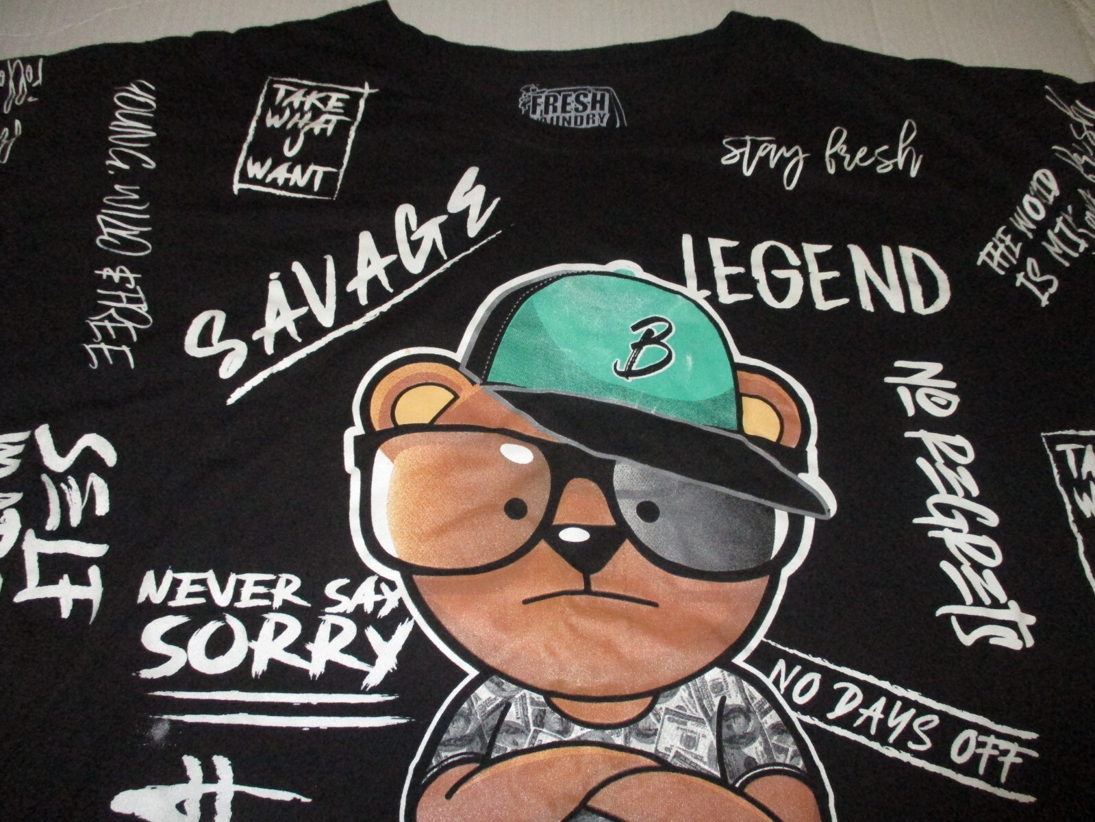 Fresh Laundry Bear Savage Legend 3XL Black Short Sleeve T-Shirt Graphic Design gallery