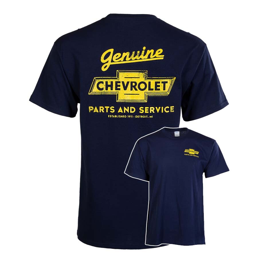 Chevrolet Genuine Parts & Service Graphic Cotton T-Shirt Blue Official Licensed gallery