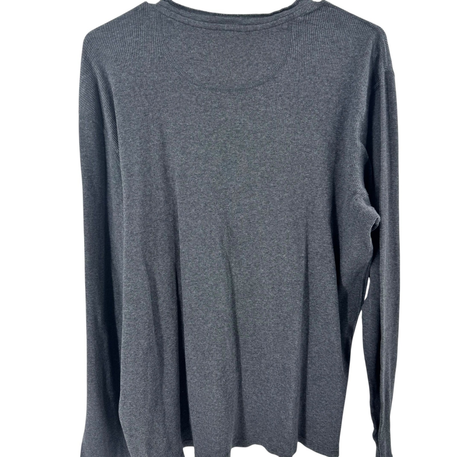 Vince Mens Charcoal Grey 100% Cotton Ribbed Long Sleeve Crew Neck Shirt Large gallery