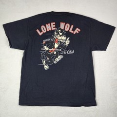 Authentic LUCKY 13 No Club Top Hat Lone Wolf Rockabilly T-Shirt AOP Size XL