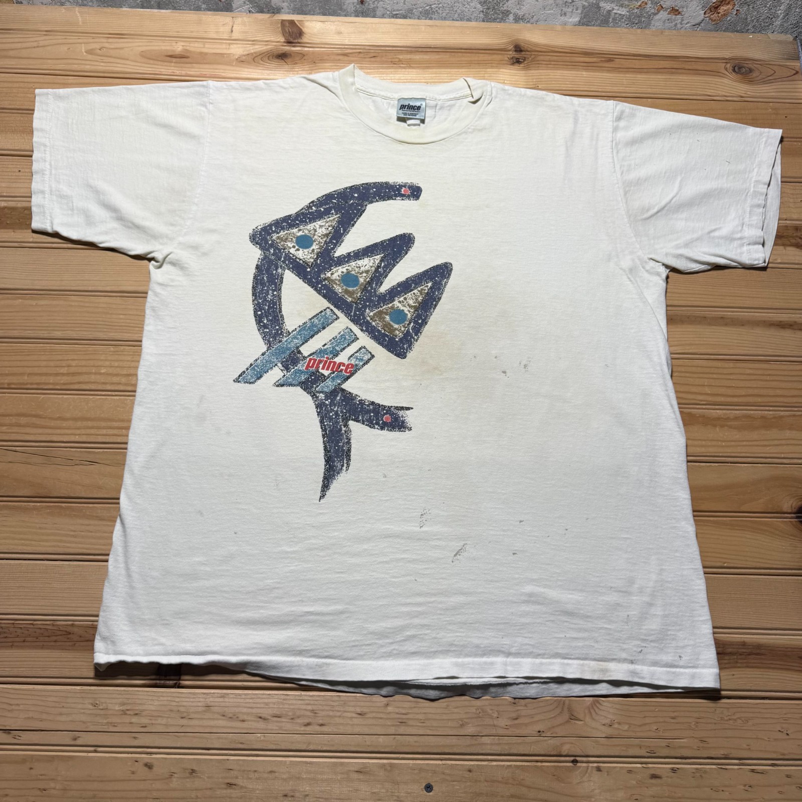 Vintage 90s Prince Abstract Geometric Art Tennis Sportswear Graphic T-Shirt XXL