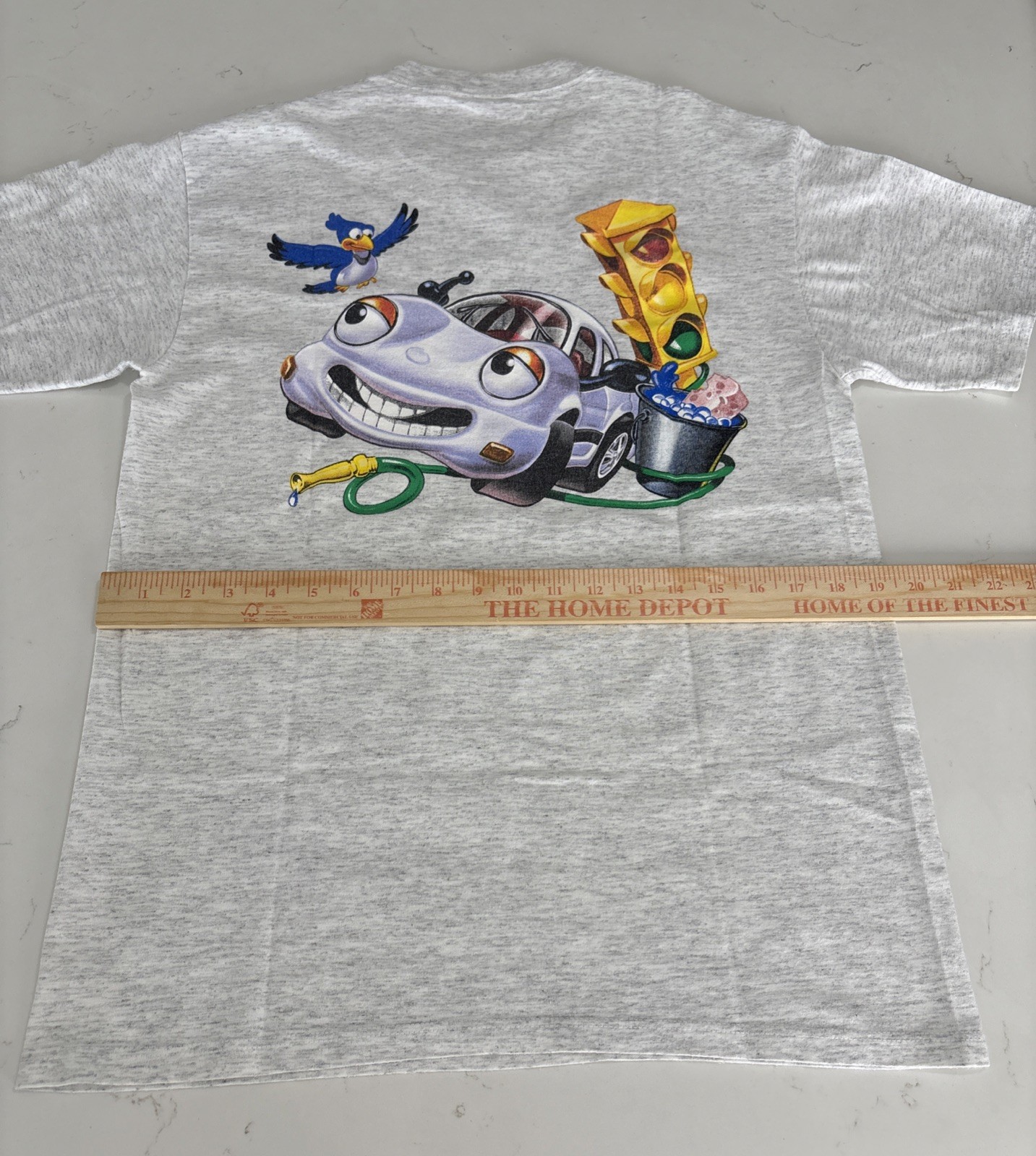 Y2K 90s The Chevron Cars T-shirt Purple automobile Car Wash Heather Gray Size M gallery