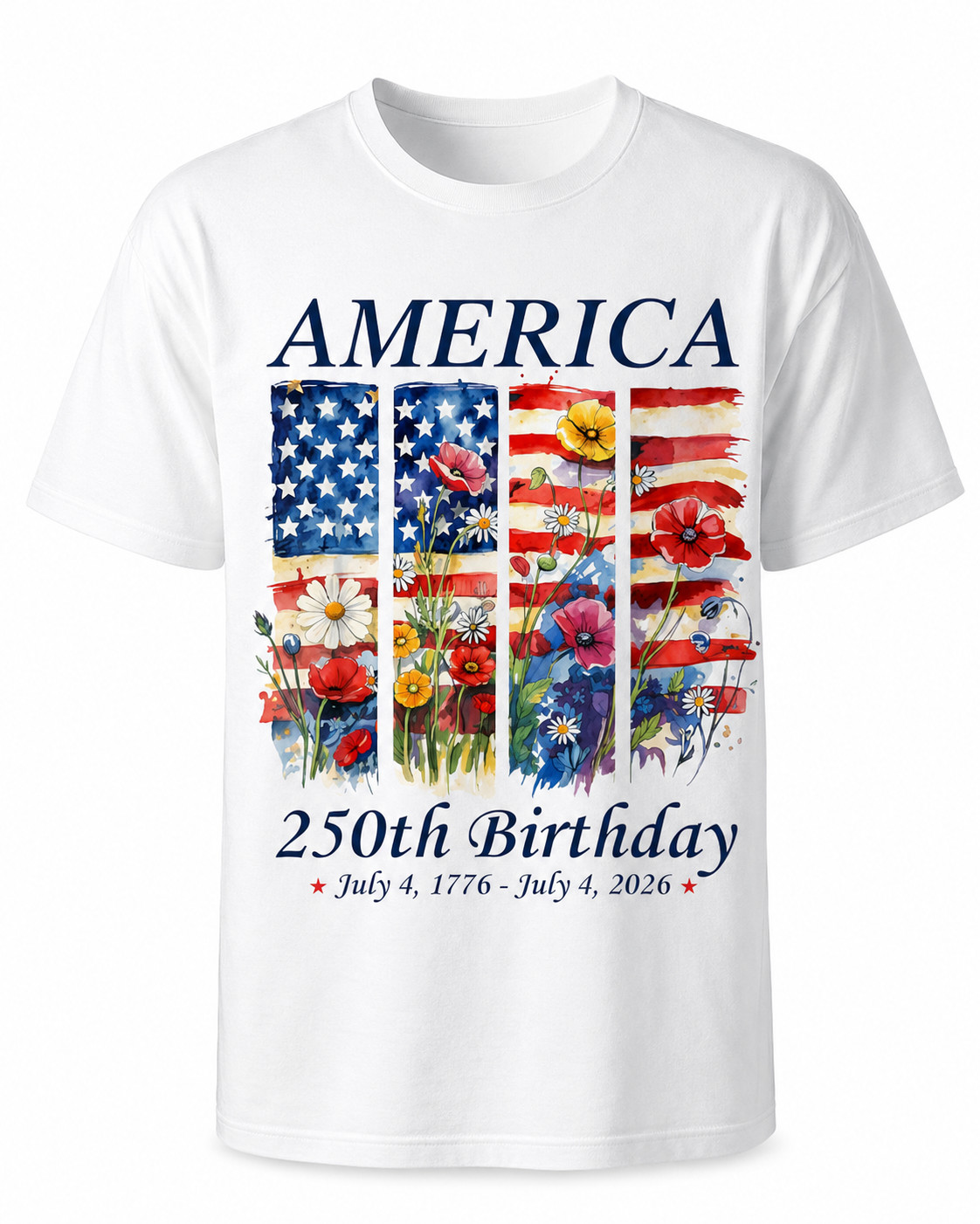 America 250 Years Flag Floral Graphic T-Shirt, 250th Anniversary Patriot Shirt gallery