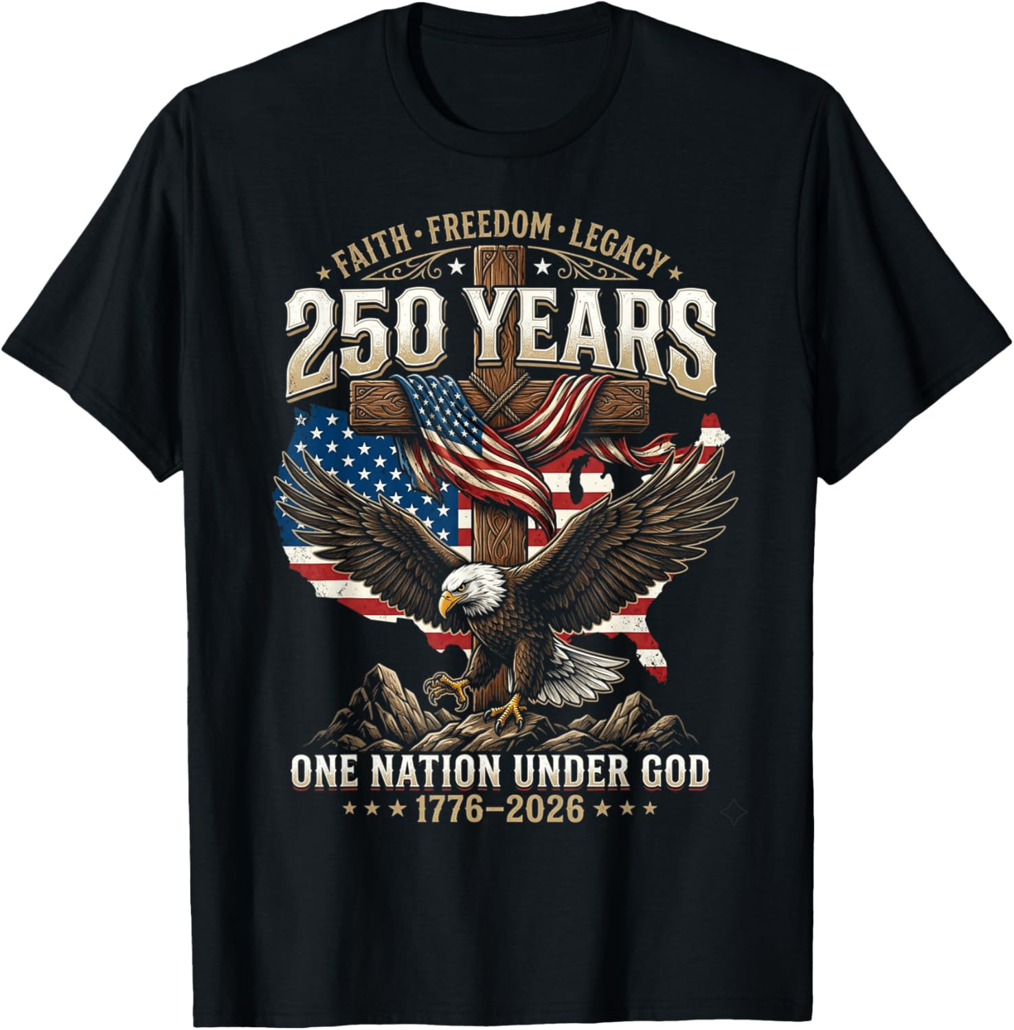 250 Years Faith Freedom Legacy Eagle 250th Anniversary USA 1 T Shirt gallery
