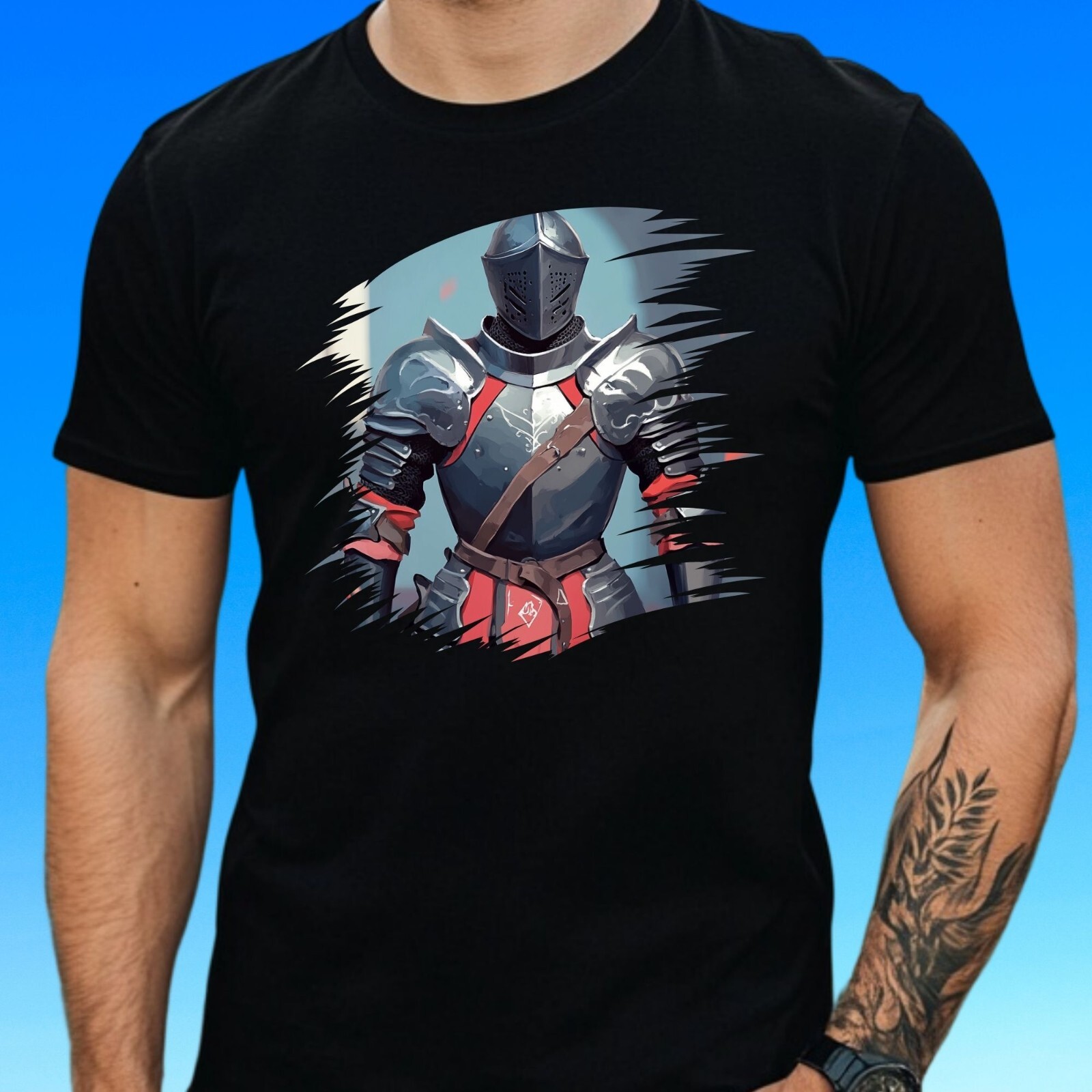 Mens Knight Armor Motif Cotton T-Shirt Size S to 5XL gallery
