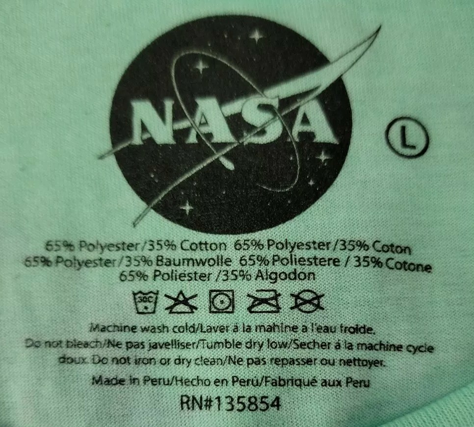 NASA (L) Sky Logo Space Aeronautics Men's T-Shirt Large Poly Cotton Blend gallery