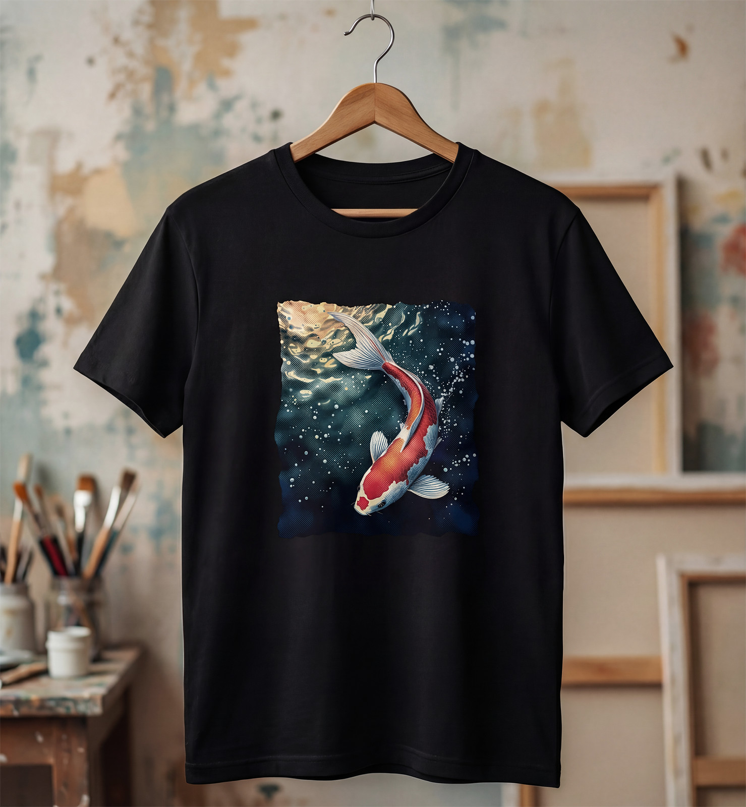 Koi Fish T-Shirt Black 90% Cotton Graphic Tee | S M L XL 2X 3X Unisex