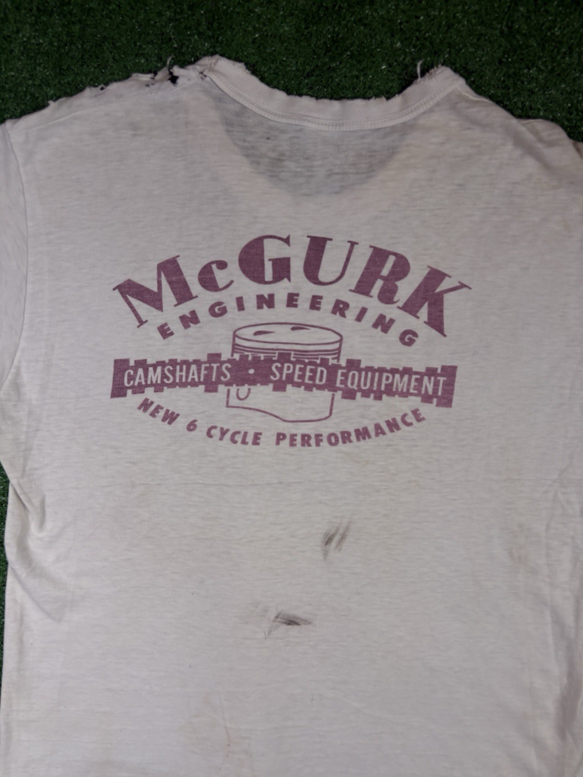 Vintage 50s Mcgurk Hot Rod Speed Racing Water Print Medium Distressed Shirt USA gallery
