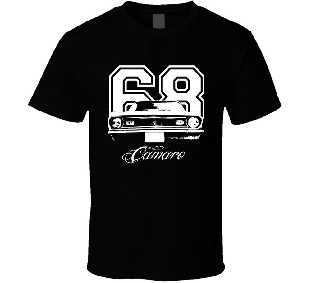1968 Camaro Grill View With Year And Model Name Black Black T Shirt