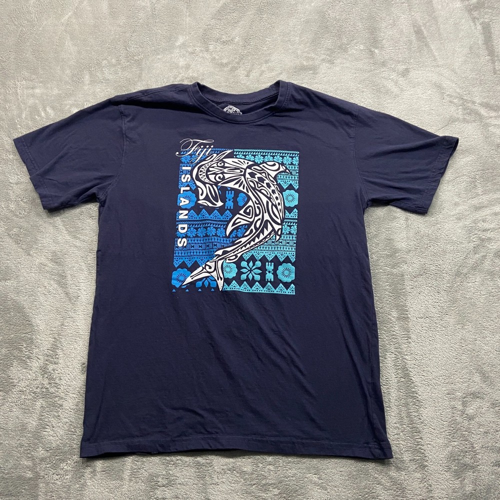 Fiji Islands Shirt Men’s Extra Large Blue Jack’s Of Fiji Hammerhead Shark Logo