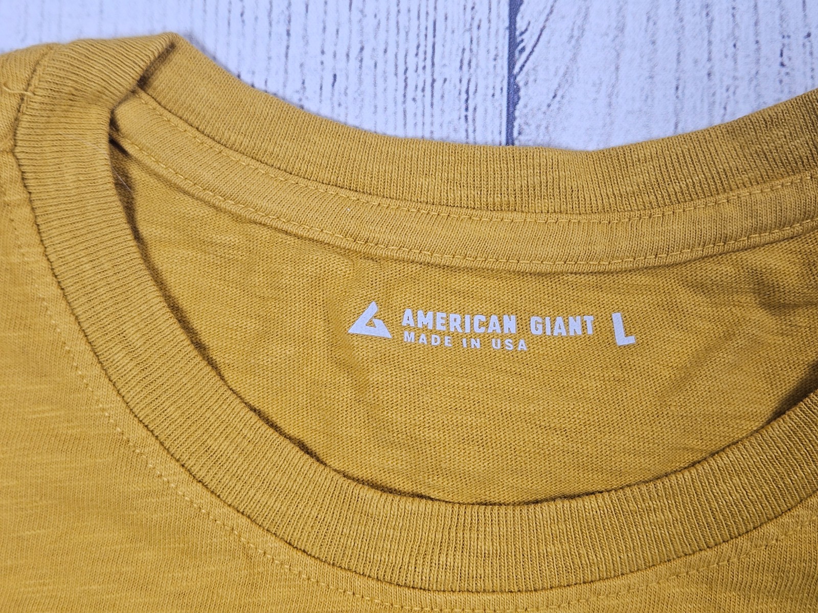 American Giant Classic Crew Neck Long Sleeve T Shirt Mens Large Mustard gallery