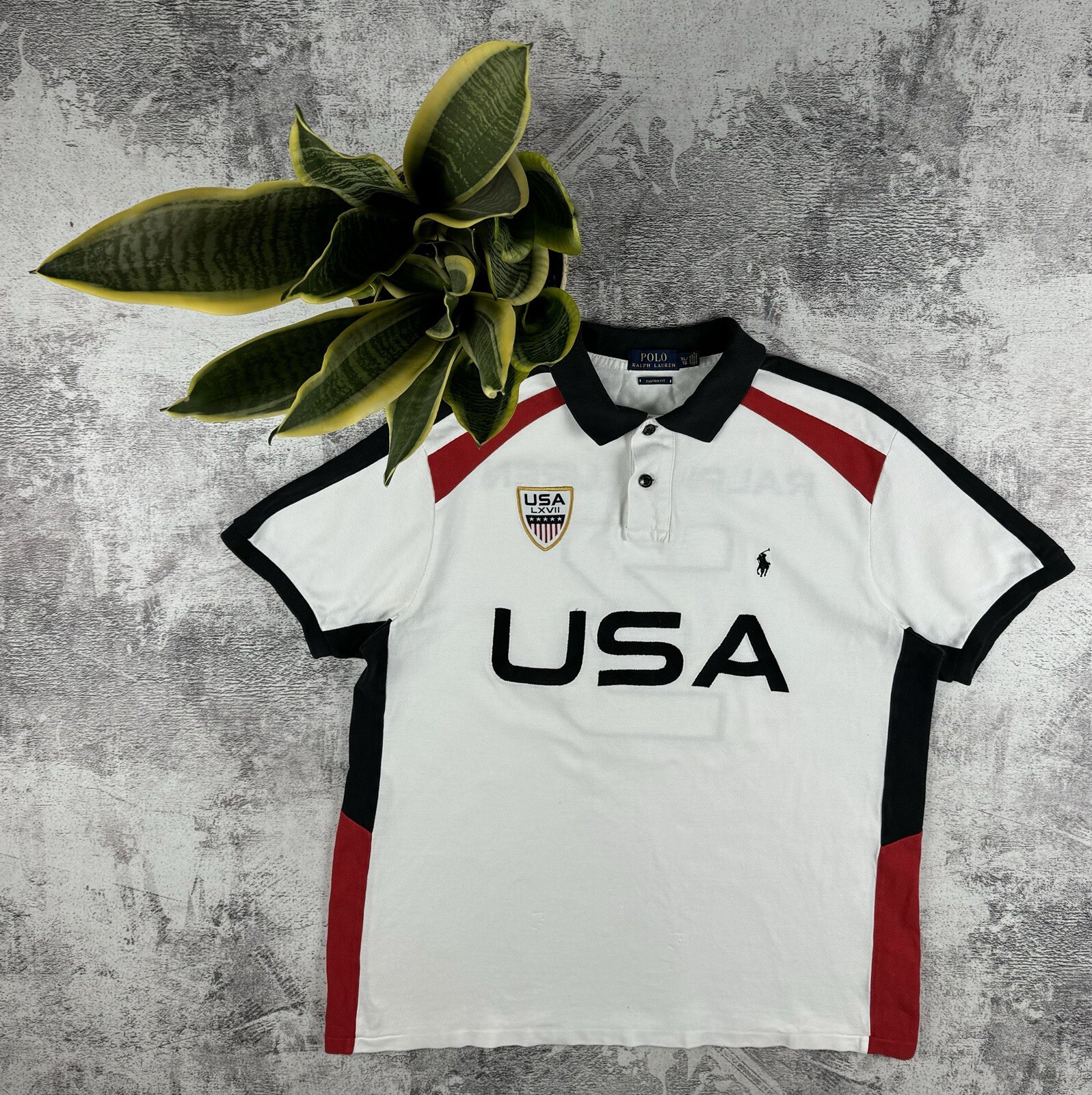 Vintage Polo Ralph Lauren USA Flag Hip Hop Rap Big Pony White Y2K T Shirt Tee