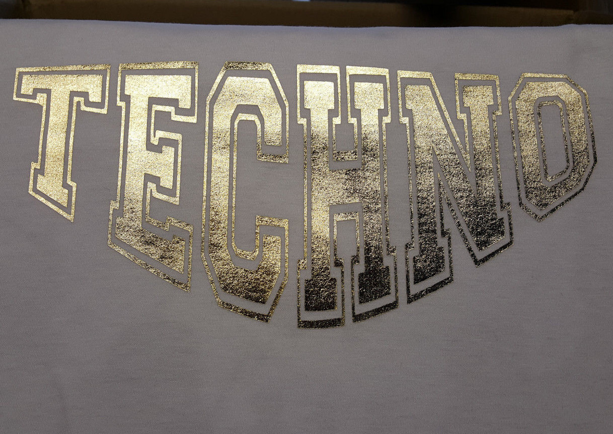 "TECHNO" Detroit Acid House Minimal Club DJ EDM Rave GOLD FOIL DESIGN T-shirt gallery