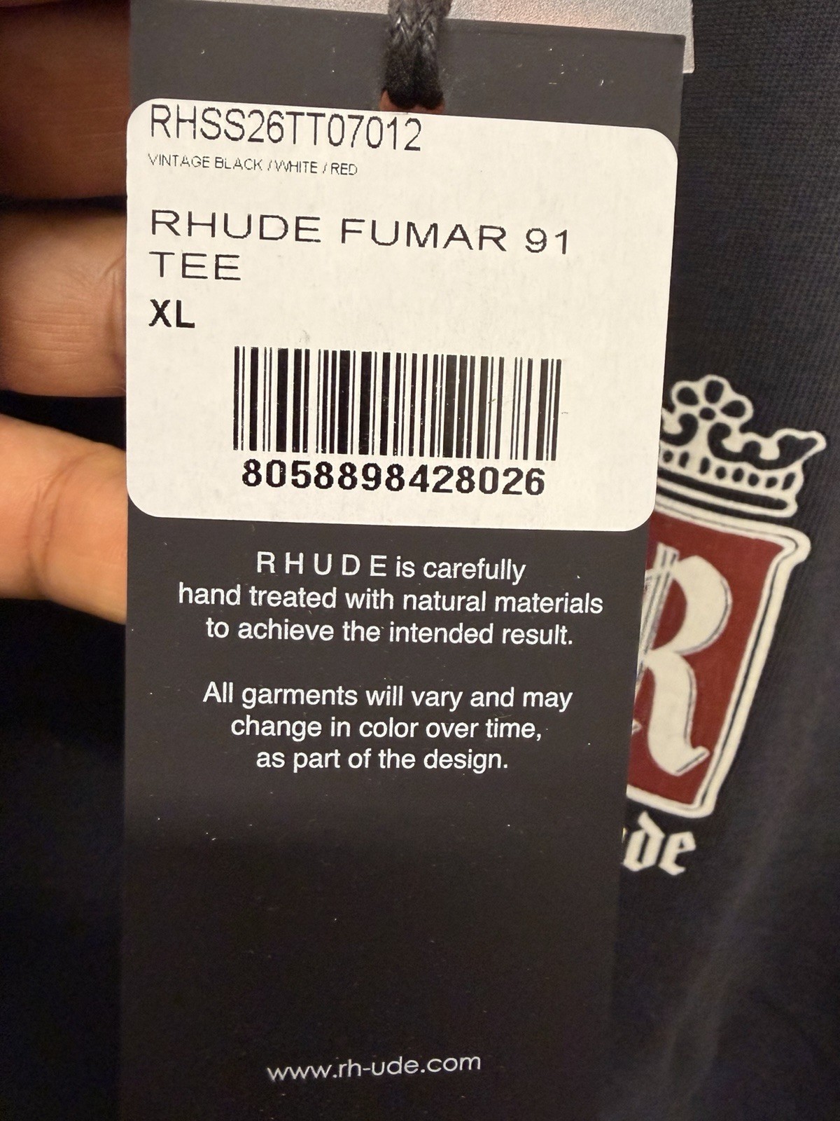 Rhude Fumar 91 Graphic Logo Print Men's Black/Red/White Cotton T-Shirt XL gallery
