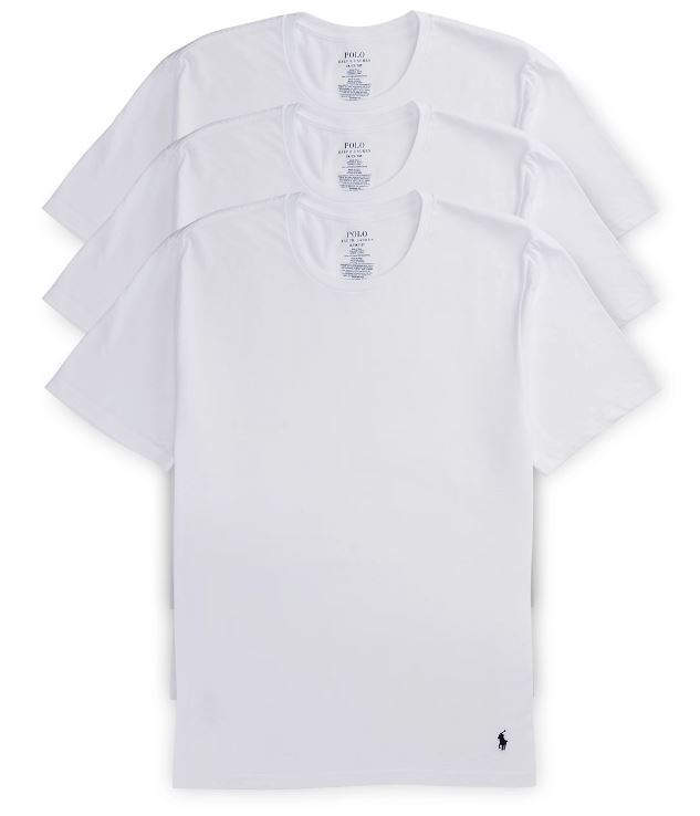 3 GENUINE POLO RALPH LAUREN MENS 1XL TO 6XL BIG&TALL WHITE COTTON CREW T-SHIRTS gallery