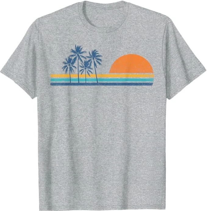 Retro 70s Sunset Palm Trees Vintage Tropical Beach Graphic T-Shirt 2 gallery