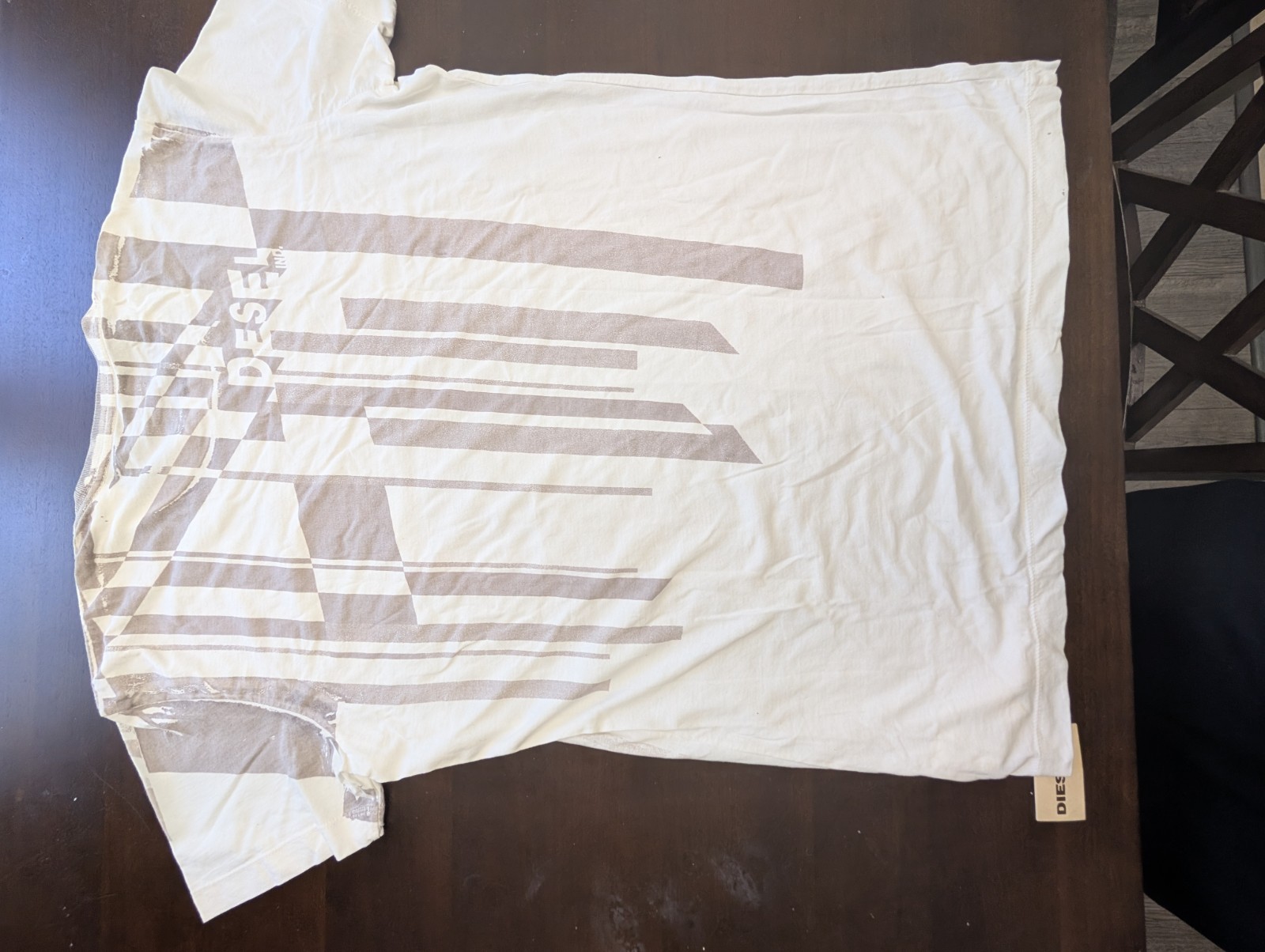 DIESEL Mens Graphic T-Shirt XXL NWT Off White Geometric Abstract Cotton Tee 2XL gallery
