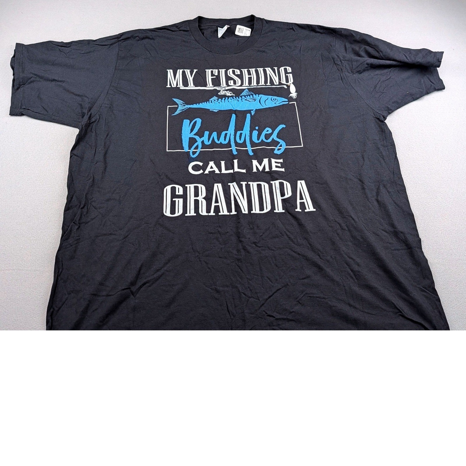 Mens Fishing Grandpa T-Shirt Lot 2 Port & Company Delta 3XL Black Blue Graphic gallery