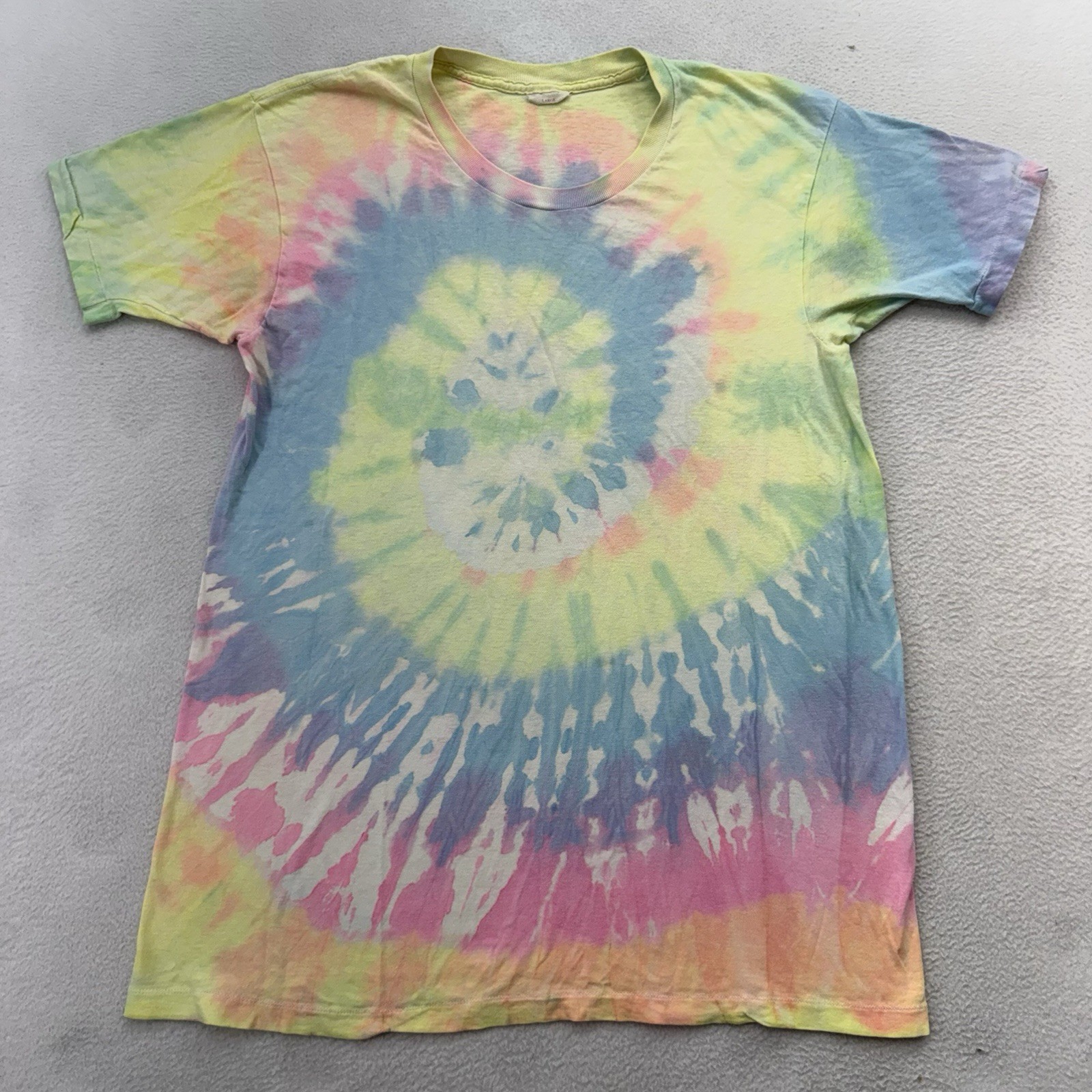 Vintage Tie Dye Blank T Shirt Thin Lightweight Distressed Single Stitch L
