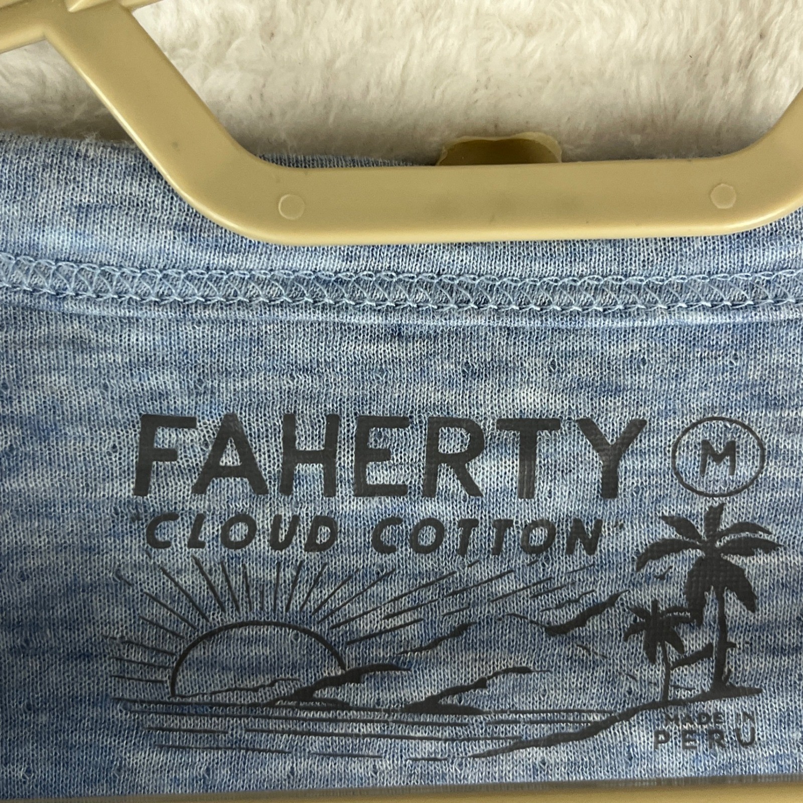 Faherty T-Shirt Mens Medium (M) Cloud Cotton Pima Modal Heather Blue Tee gallery