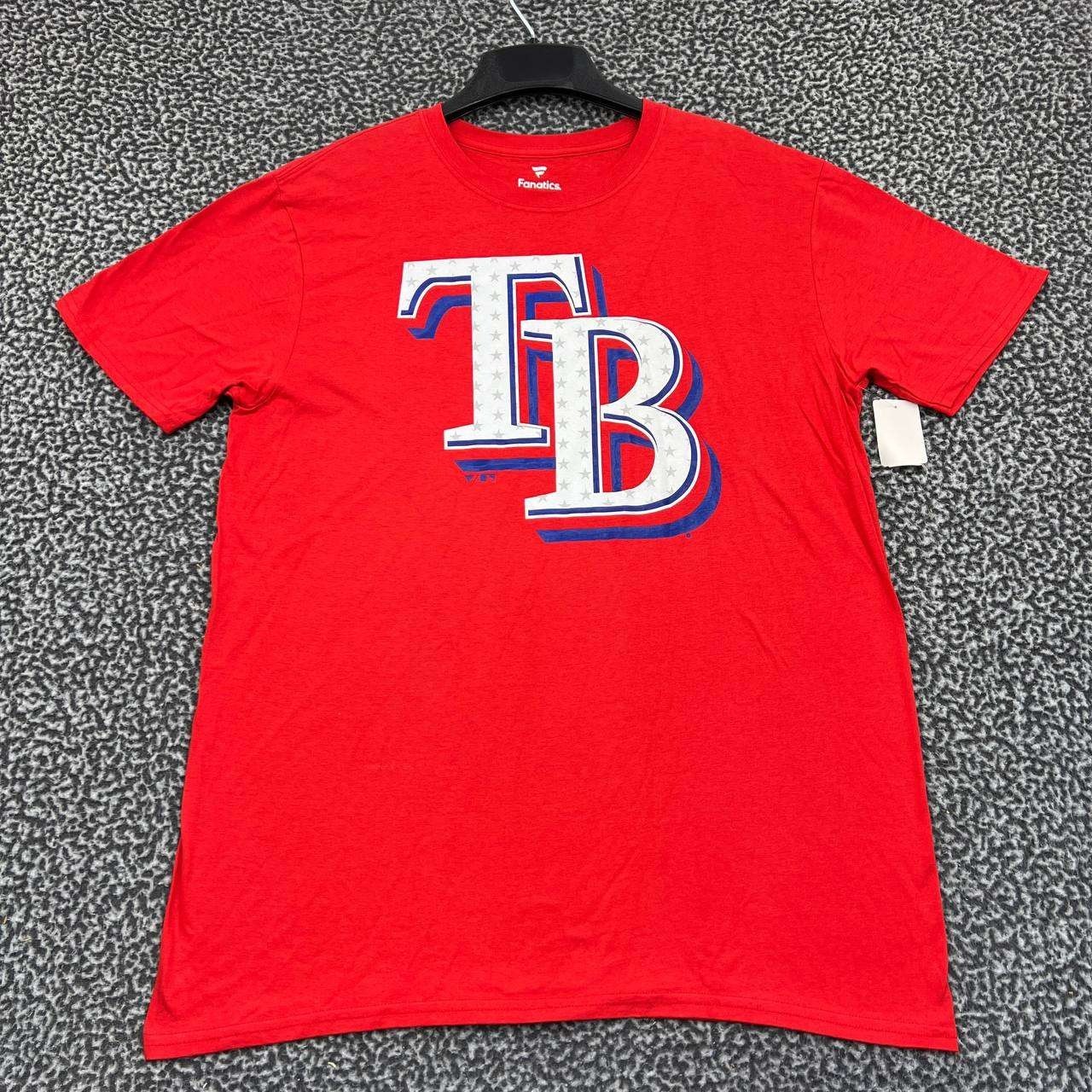 Tampa Bay Rays Shirt Men Large Red Fanatics Short Sleeve Crew Neck L