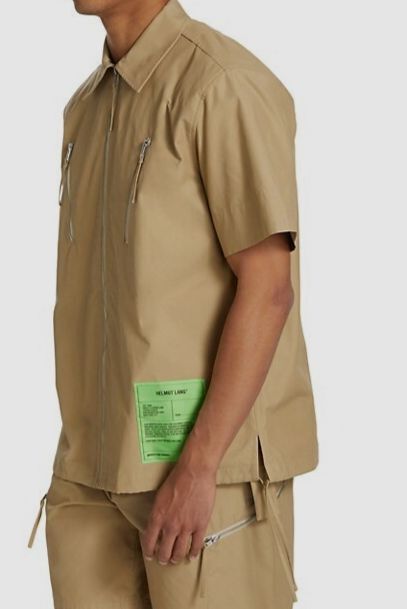 $375 Helmut Lang Men's Beige Zip Front Shirt Size S gallery