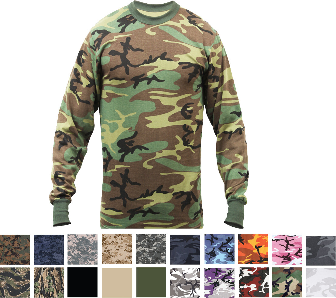 Rothco Long Sleeve T-Shirt Tactical Camo Military Crew Tee Undershirt Army Shirt gallery