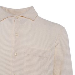 Sandro Men’s Beige Knitted Long Sleeve Oversized Shirt Size M SHPTR00540