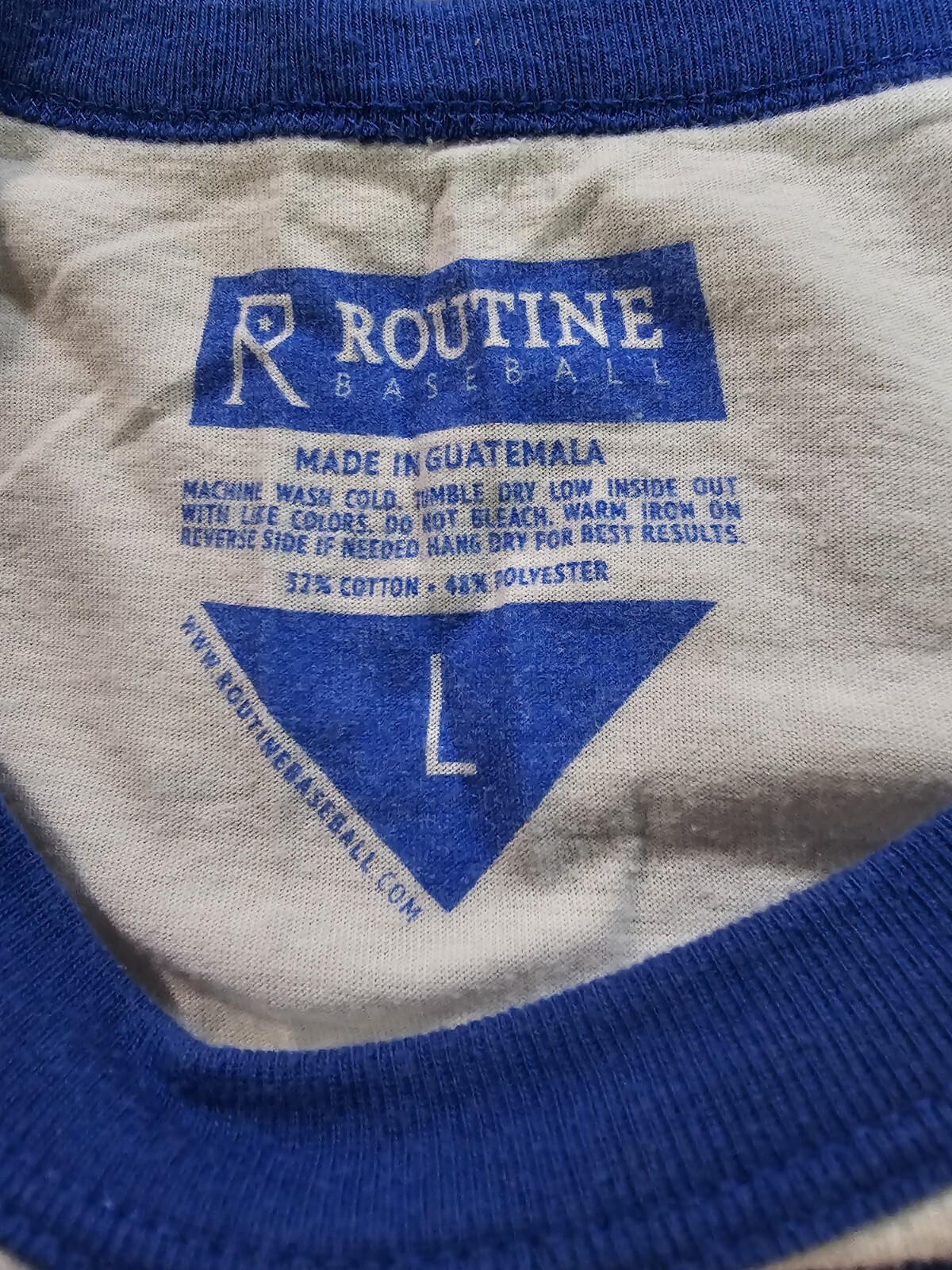 Routine Baseball RB 3/4 Sleeve T-Shirt Blue Mens Large gallery