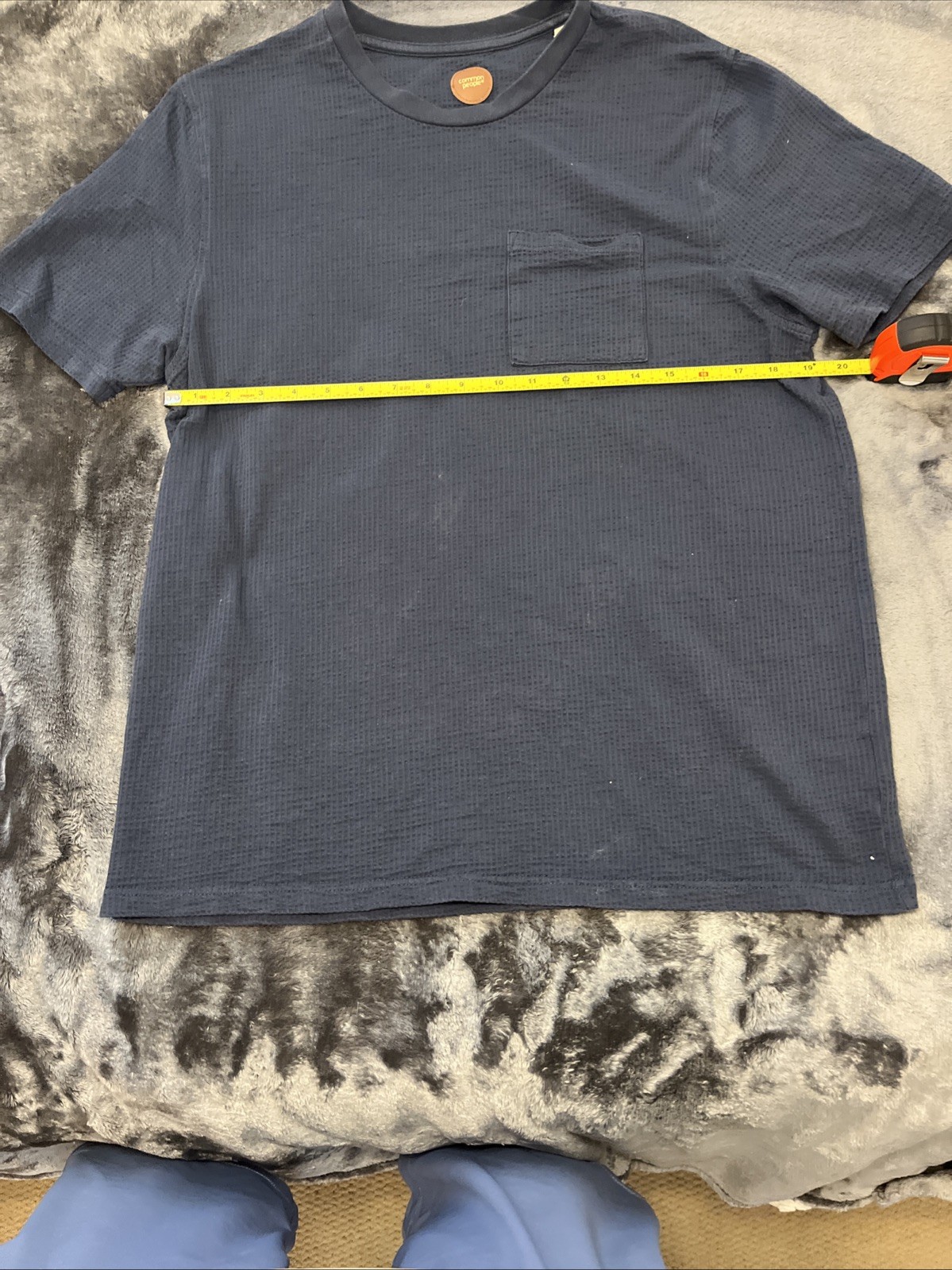 Common P eople Men's Navy Waffle Knit Pocket T-Shirt gallery