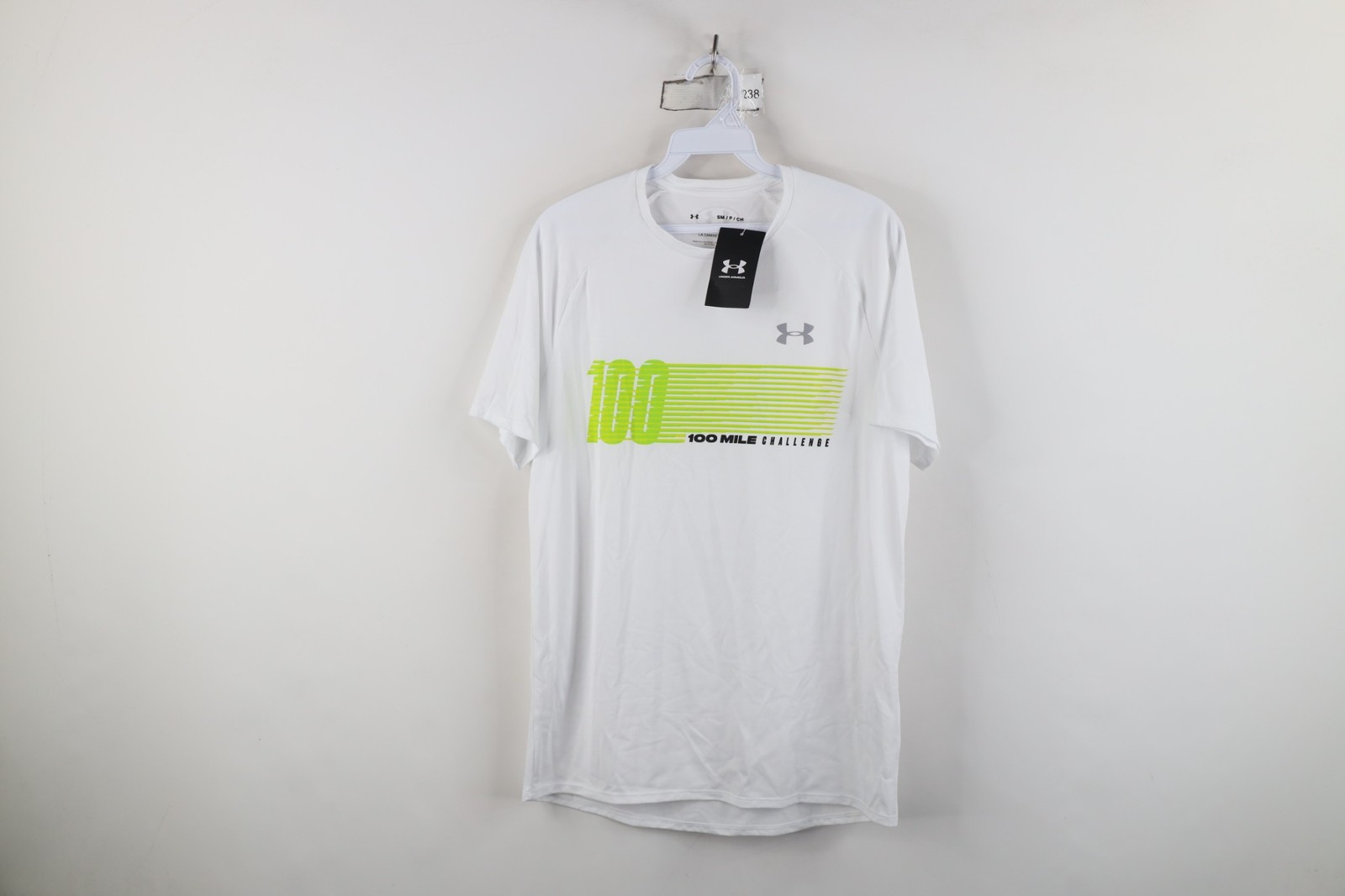 New Under Armour Mens Small 100 Mile Challenge Running Jogging Gym T-Shirt White gallery