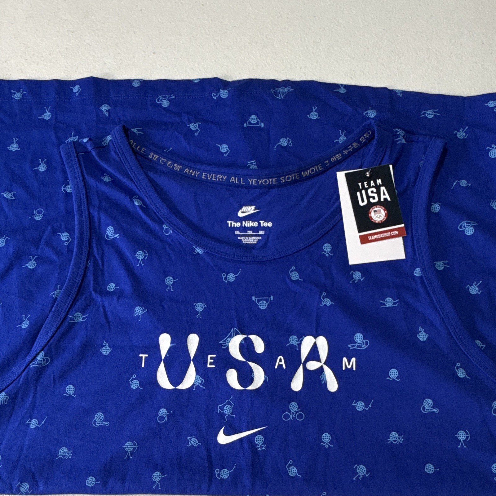 Nike The Nike Tee Team USA Men's XXL Blue Graphic Print Crew Neck Tank Top gallery