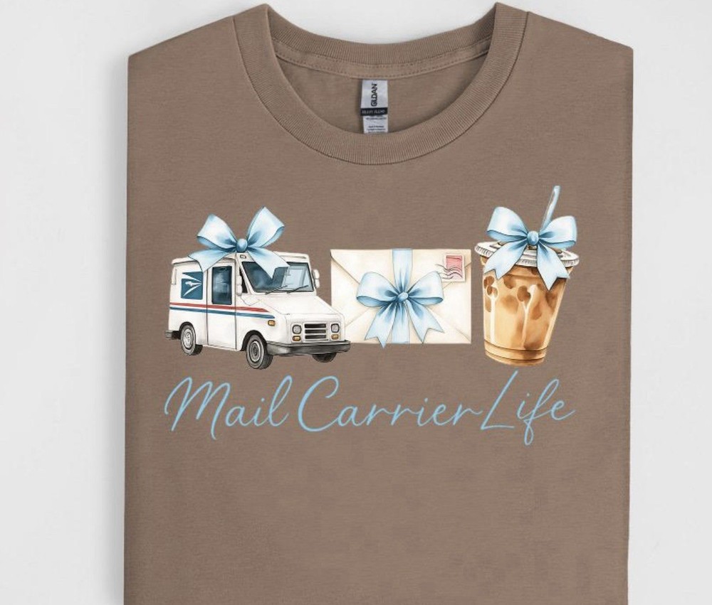 Mail Carrier Life Graphic Tee Multicolor Cotton Crew Neck Short Sleeve One Size