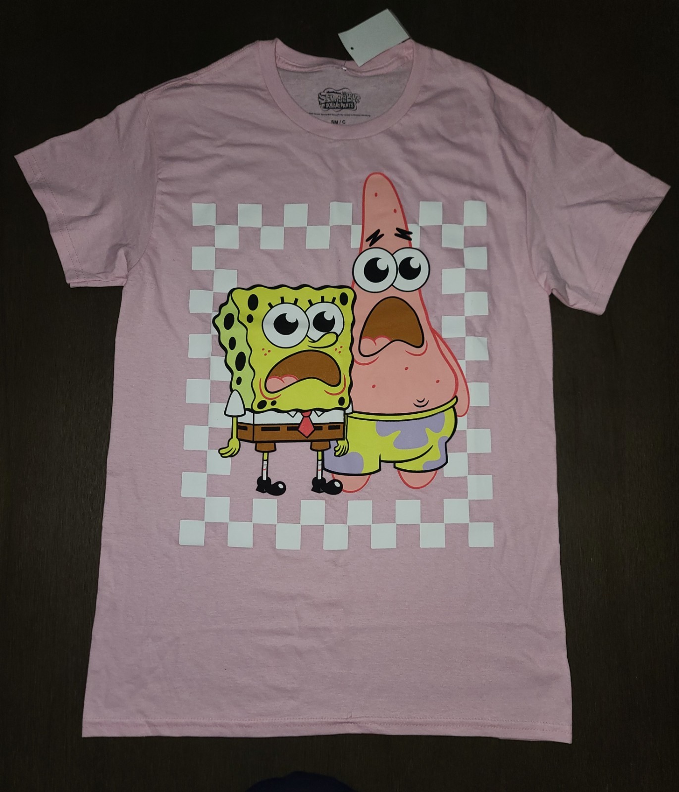 NEW UNISEX SPONGEBOB SQUARE PANTS PINK GRAPHIC TEE SIZE S gallery