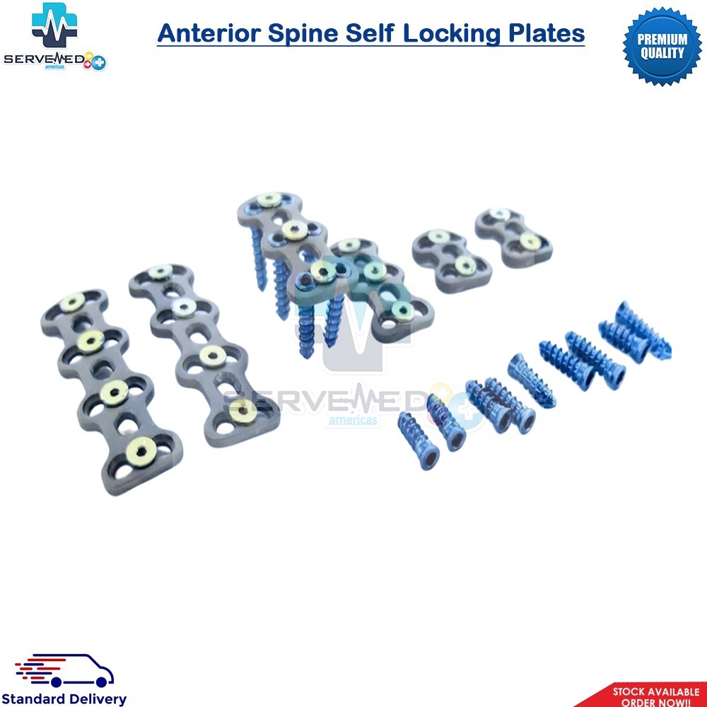 Cervical Anterior Spine Self Locking Plates 4H 6H 8H with Screws 46 Pcs Set Ti