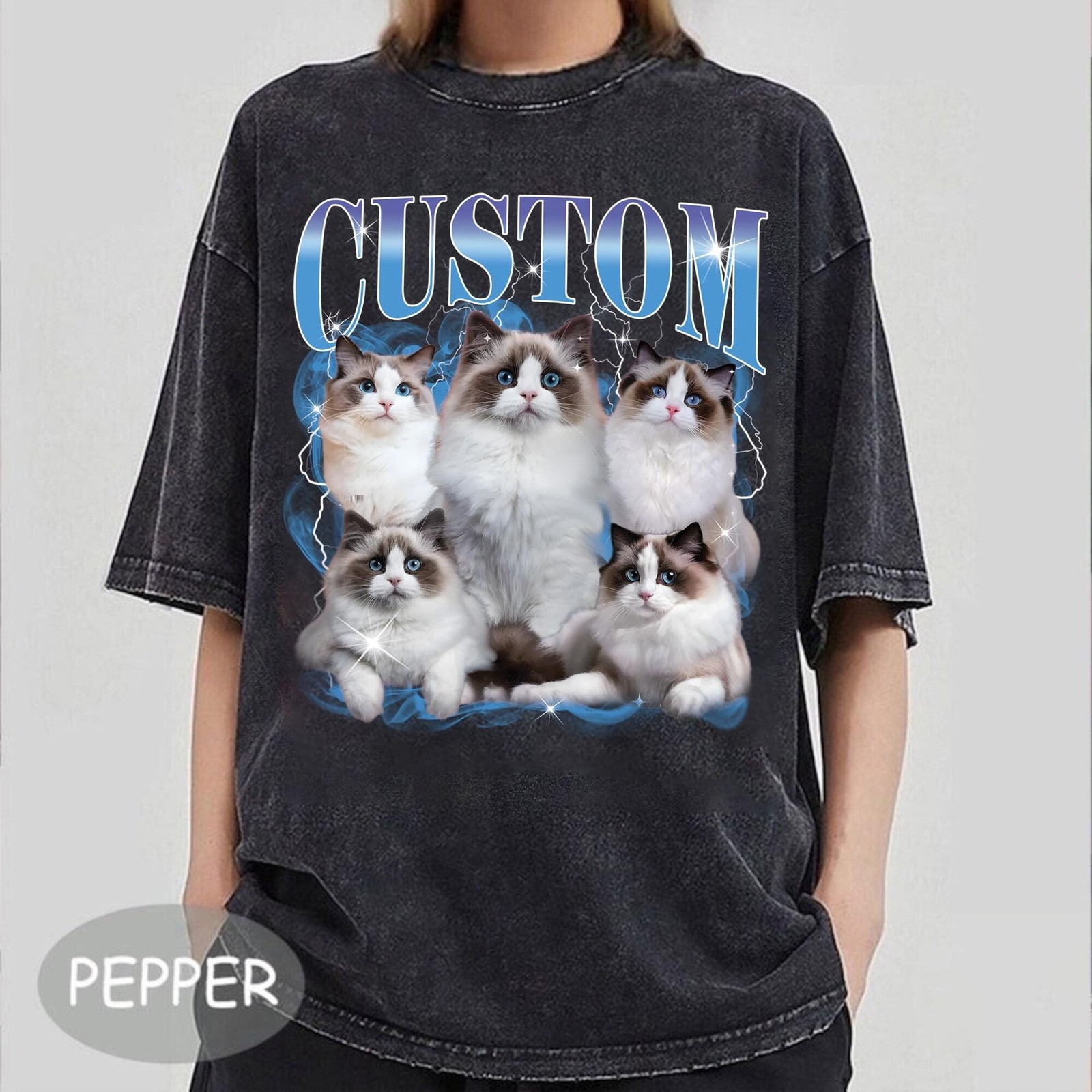 Custom Pet Shirt Vintage Bootleg Rap Tee Personalized Dog Photo T-Shirt gallery