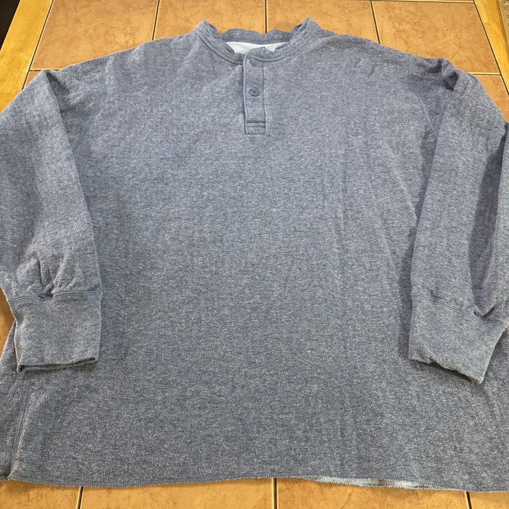 L.L. Bean Two-Layer River Driver’s Shirt Sz XL Blue Wool Blend Henley