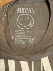 NWOT Nirvana Double Sided Smiley Graphic Tee Unisex Medium In Distressed Brown