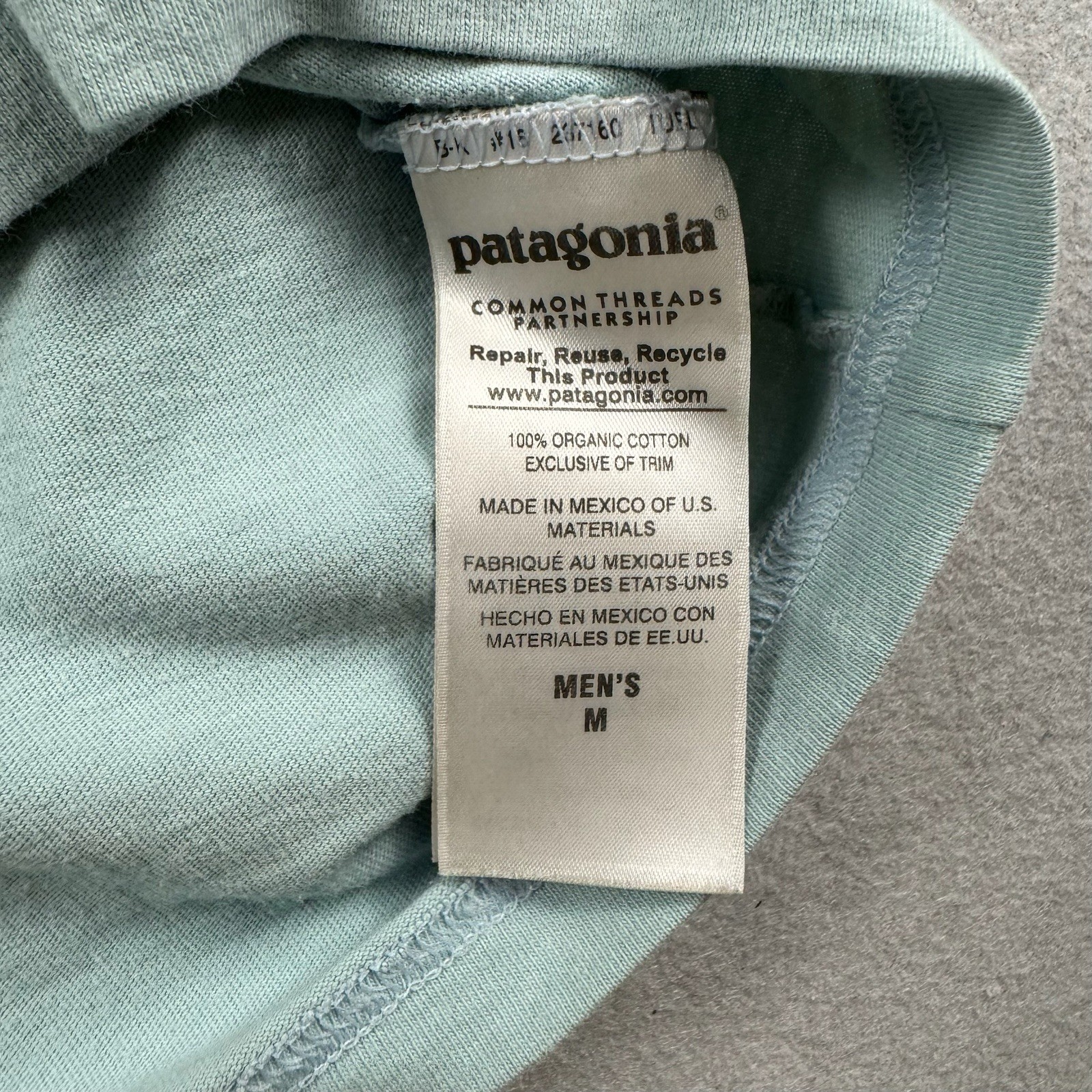 Patagonia Shirt Mens M Light Blue Live Simply Tent Logo Graphic Tee Camping gallery